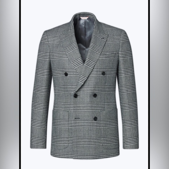 FURSAC France gray Prince of Wales double breasted jacket - Picture 5 of 5